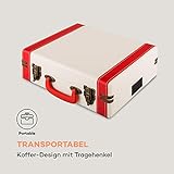 AUNA Jerry Lee – Retro Plattenspieler, Schallplattenspieler, Riemenantrieb, Stereo-Lautsprecher, USB-Anschluss zum Digitalisieren, 33, 45, 78 U min. 3 Plattengrößen, Tragegriff, weiß-rot - 4