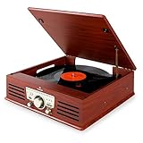 auna TT-92B Plattenspieler Schallplattenspieler (USB-SD-Slot, AUX-IN, UKW Radio, Stereo-Lautsprecher, Holzfurnier) braun - 8