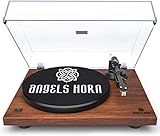 ANGELS HORN Plattenspieler, Schallplattenspieler Vinyl Plattenspieler Bluetooth, Plattenspieler mit Vorverstärker Riemenantrieb 2 Geschwindigkeiten 33 u....