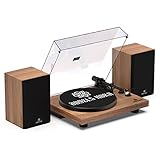 Plattenspieler, ANGLES HORN Schallplattenspieler Vinyl Retro, Plattenspieler Bluetooth HiFi mit Externen Bücherregal Lautsprechern, Eingebautem...